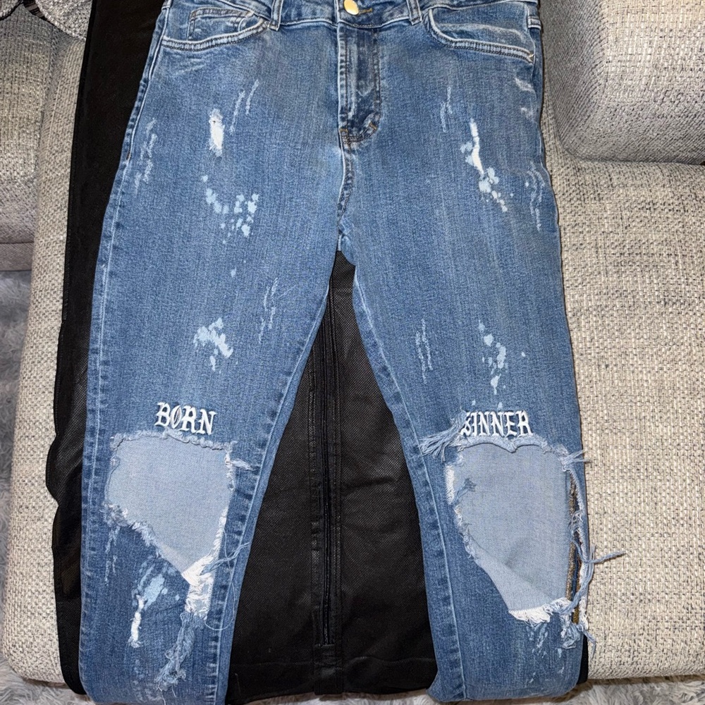 Distressed Blue Jeans